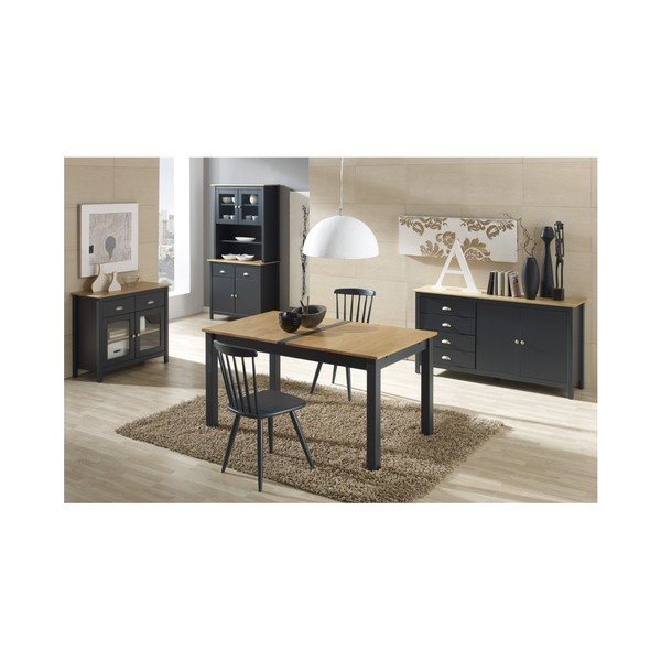 Antracytowy rozkładany stół z litego drewna sosnowego Marckeric Jade, 150x85 cm-image-2