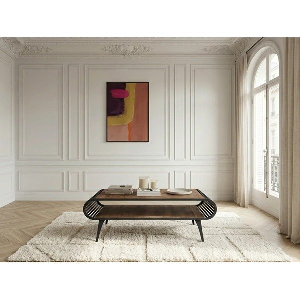 Stolik z blatem w dekorze dębu w naturalnym kolorze 60x120 cm Billie – Bobochic Paris-image-2