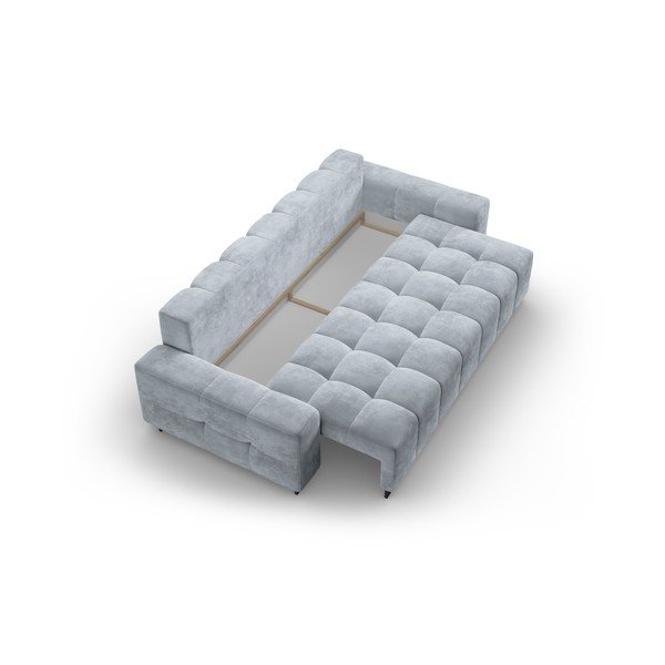 Jasnoniebieska aksamitna rozkładana sofa ze schowkiem 250 cm Wicklow – Cosmopolitan Design-image-3
