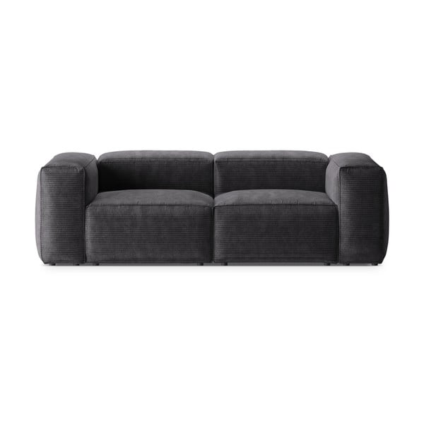Ciemnoszara sztruksowa sofa 224 cm Bergamo – Cosmopolitan Design