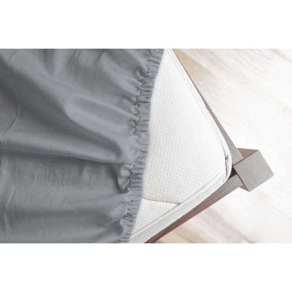 Szare flanelowe prześcieradło z gumką 140x200 cm – Good Morning-image-1