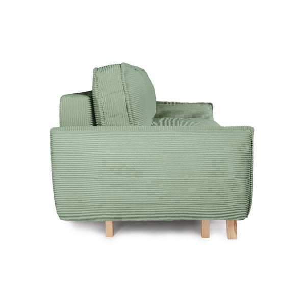 Jasnozielona sztruksowa rozkładana sofa 218 cm Tori – Bonami Selection-image-3