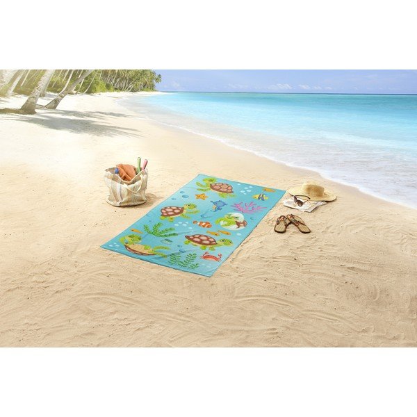 Niebieski ręcznik plażowy 75x150 cm – Good Morning-image-1