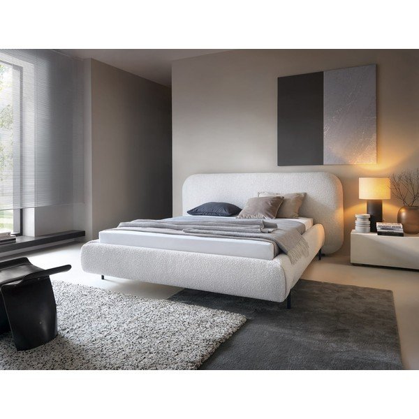 Beżowe tapicerowane łóżko dwuosobowe ze schowkiem ze stelażem 180x200 cm Pointt – ELTAP-image-1