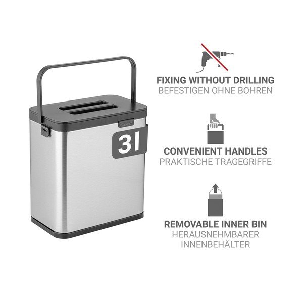 Pojemnik na odpadki organiczne w kolorze matowego srebra 3 l Colin – Wenko-image-4