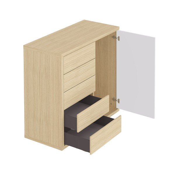 Biała niska szafa w dekorze dębu 113x113 cm Hugo – TemaHome-image-3