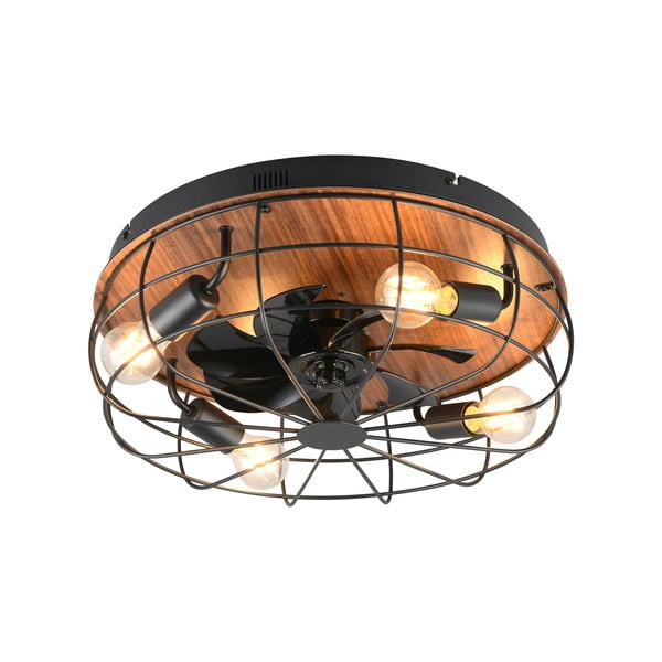 Lampa sufitowa ze zdalnym sterowaniem/z wentylatorem w kolorze matowej czerni/brązowa Trondheim – Trio-image-4