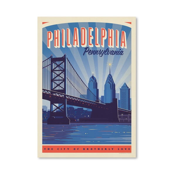Plakat Americanflat Philly Skyline, 42x30 cm