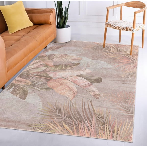 Beżowy chodnik odpowiedni do prania 80x200 cm Dusty Leaves – Mila Home-image-4