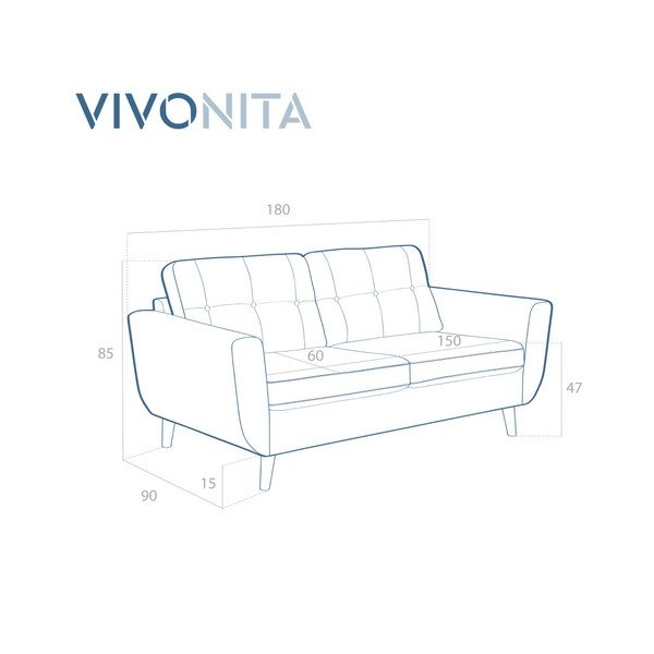 Musztardowa sofa 2-osobowa Vivonita Harlem-image-2
