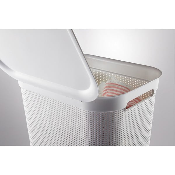 Biały plastikowy kosz na pranie 50 l Brisen – Rotho-image-3