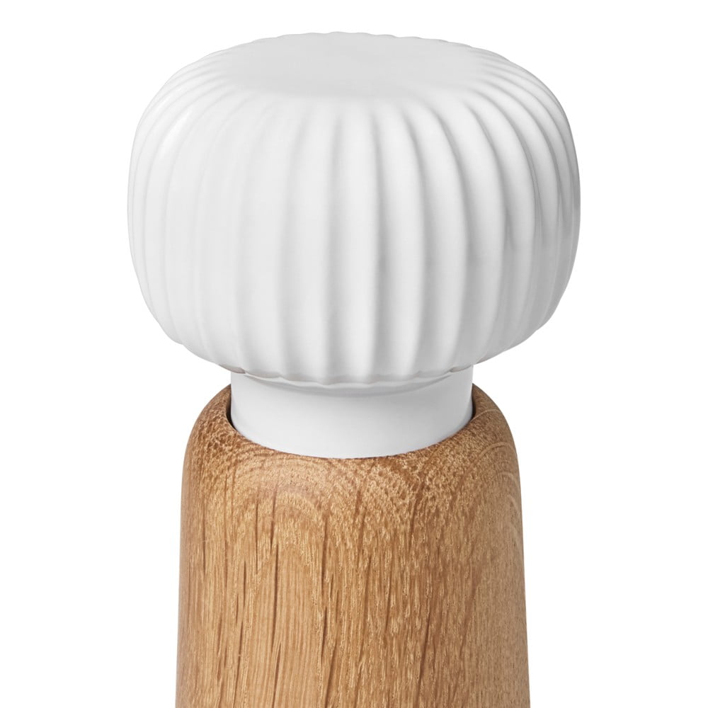 Młynek do przypraw z drewna dębowego z białym porcelanowym detalem Kähler Design Hammershoi, wys. 17,5 cm (zdjęcie 9)