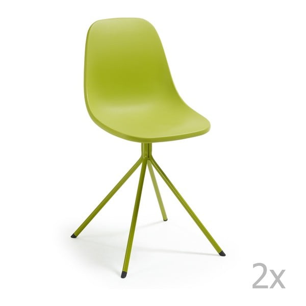Zestaw 2 zielonych krzeseł do jadalni La Forma Mint