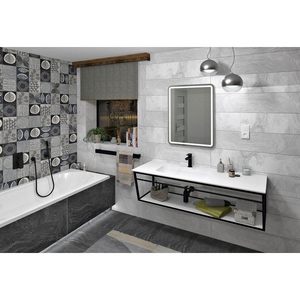  Biało-czarny metalowy wiszący stelaż pod umywalkę 218x40 cm Aruba – Sapho-image-1