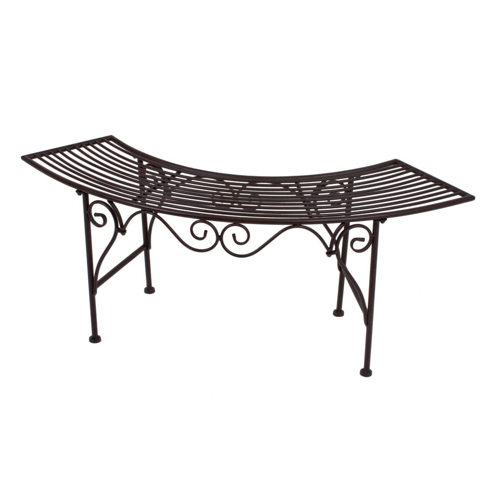 Czarno-ciemnobrązowa metalowa ławka ogrodowa Fuego – Garden Pleasure (zdjęcie 8)