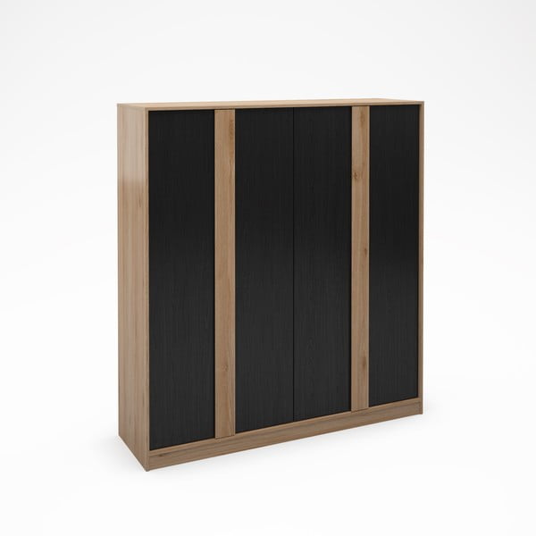 Czarno-naturalna szafa w dekorze dębu 180x197,5x53 cm Dennis – Marckeric-image-4