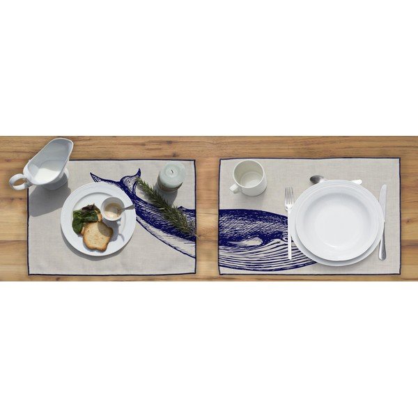 Zestaw 2 mat stołowych Madre Selva Blue Whale, 45x30 cm-image-1