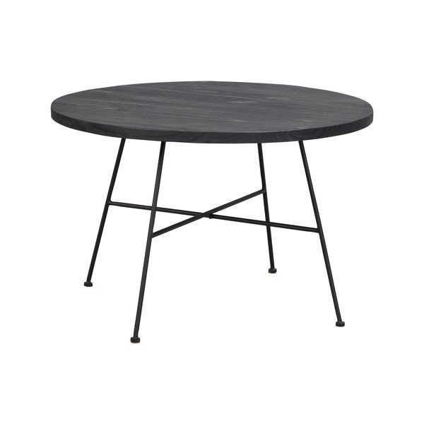 Czarny stolik z blatem z drewna sosnowego Rowico Grafton, ø 70 cm-image-3