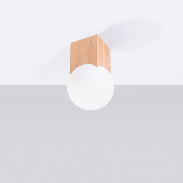 Lampa sufitowa w naturalnym kolorze ze szklanym kloszem 12x12 cm Rayer – Sollux-image-3