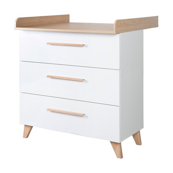 Biała komoda dziecięca w dekorze dębu z przewijakiem 88,5x99x76 cm Léon – Roba