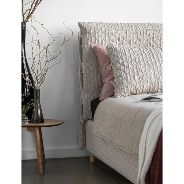 Beżowe tapicerowane łóżko jednoosobowe ze stelażem 90x200 cm Sleepy Luna – Miuform-image-4