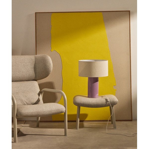 Fioletowa/beżowa lampa stołowa z tekstylnym kloszem (wysokość 52 cm) Toneric – Kave Home-image-1