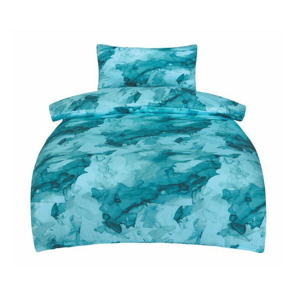Turkusowa pościel jednoosobowa z satyny bawełnianej 140x200 cm Deluxe Minerals – My House
