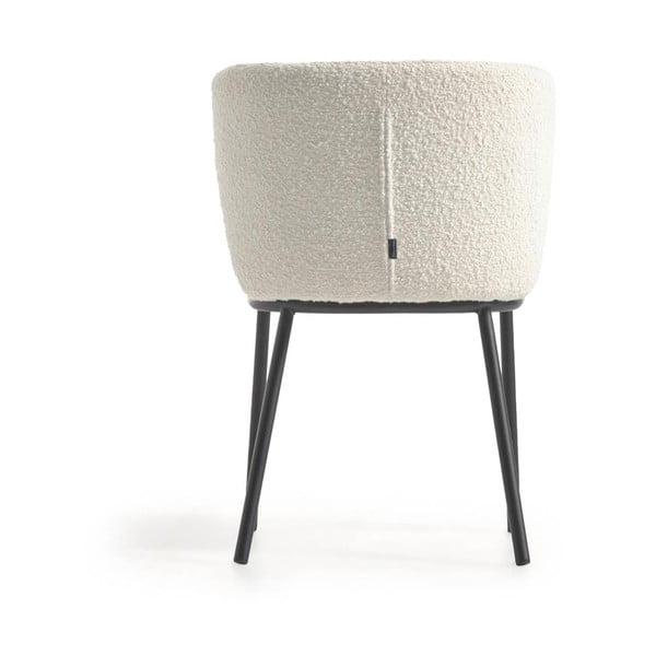 Biały tapicerowany fotel jadalniany Ciselia – Kave Home-image-3