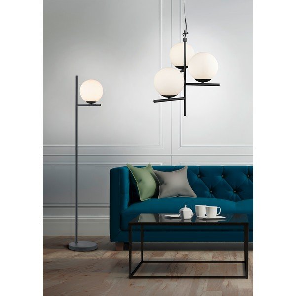 Lampa wisząca w kolorze matowej czerni ze szklanym kloszem ø 40 cm Pure – Trio-image-4