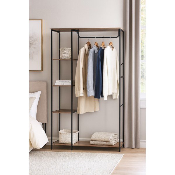 Czarny stalowy zestaw do przedpokoju 90x170x40 cm Aris – Bonami Essentials-image-1