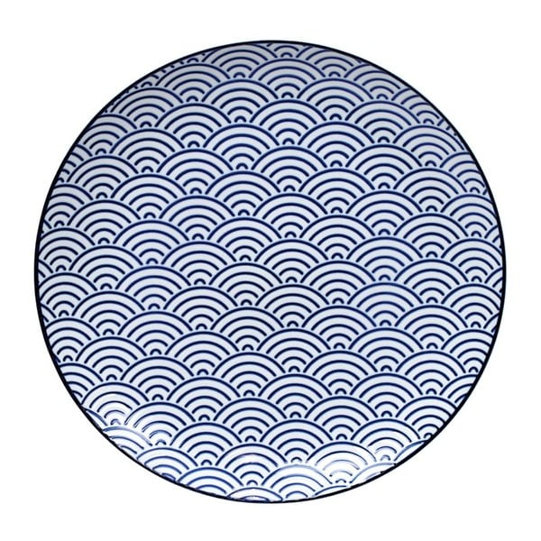 Niebieski talerz porcelanowy Tokyo Design Studio Waves, ⌀ 25,7 cm