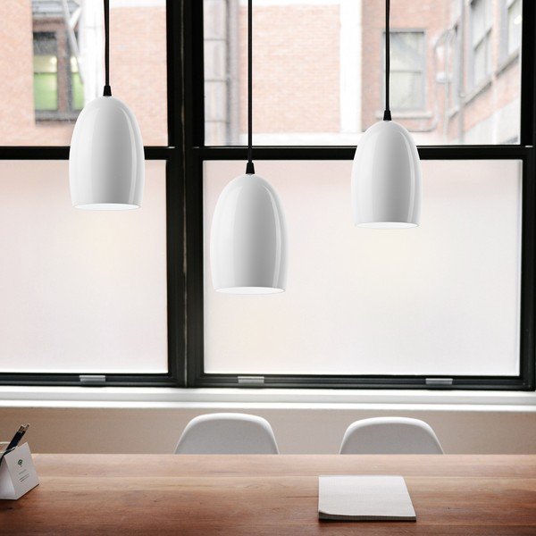 Biała potrójna lampa wisząca z połyskiem z czarnym kablem Sotto Luce Ume-image-1