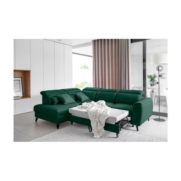 Zielony aksamitny rozkładany/ze schowkiem narożnik (lewostronny/w kształcie litery L) Noble – ELTAP-image-4