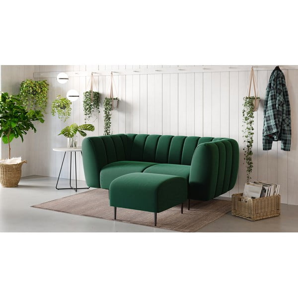 Ciemnozielony aksamitny podnóżek Ghado Shel-image-1