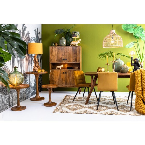 Brązowy stół z blatem z drewna akacjowego 100x200 cm Quenza – Light & Living-image-4