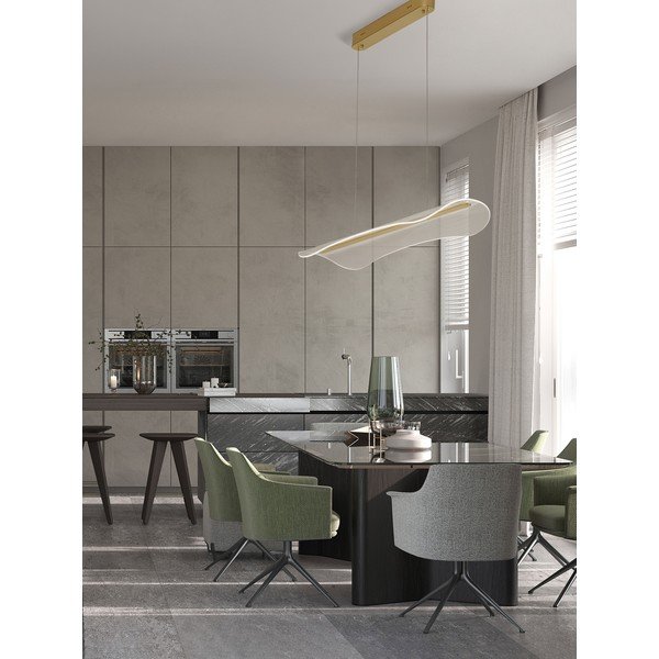 Aluminiowa lampa wisząca LED ze ściemniaczem w kolorze złota z kloszem ze szkła akrylowego Agos – Nova Luce-image-1