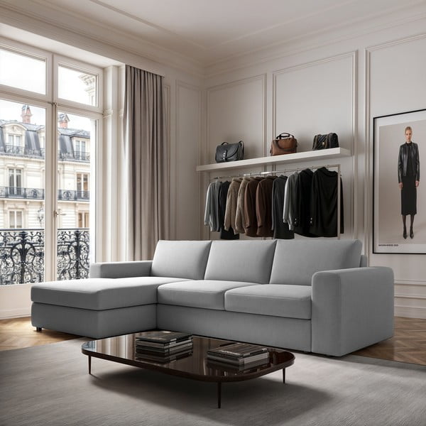 Jasnoszary narożnik (lewostronny/z szezlongiem) Baga – Rodier-image-1