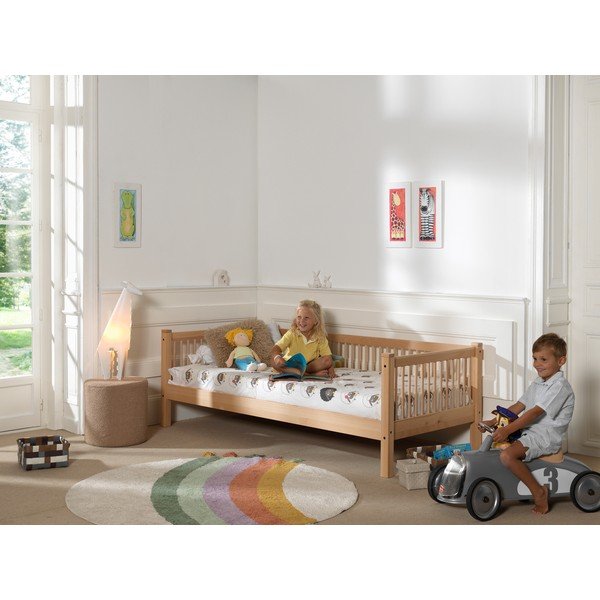 Łóżko dziecięce z litego drewna bukowego ze stelażem 90x200 cm w naturalnym kolorze Forrest – Vipack-image-4