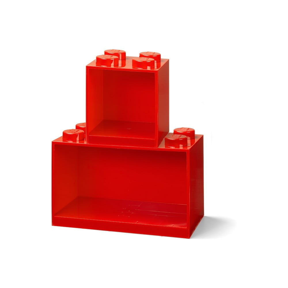 Zestaw 2 dziecięcych czerwonych półek ściennych LEGO® Brick