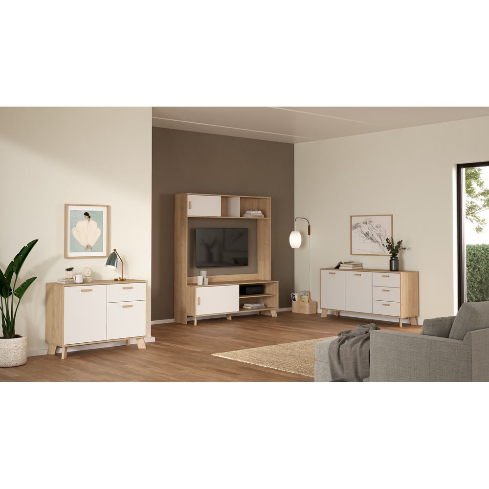 Biało-naturalna komoda w dekorze dębu 99x73x39 cm Ikast – Tvilum (zdjęcie 10)