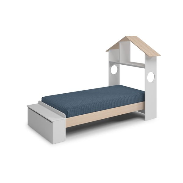 Białe łóżko dziecięce w dekorze sosny w kształcie domku ze schowkiem 90x190 cm Odessa – Marckeric-image-2