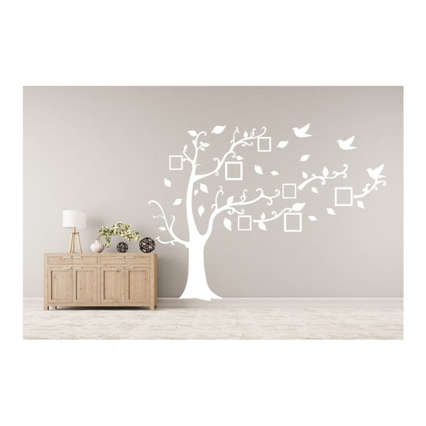 Naklejka dekoracyjna Białe drzewo z ramkami na zdjęcia, 180x250 cm