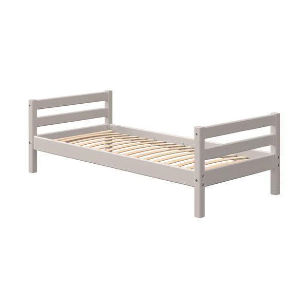 Szare dziecięce łóżko z drewna sosnowego Flexa Classic, 90x200 cm
