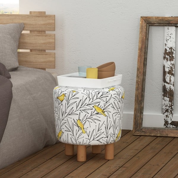 Taboret z drewnianymi nogami Cono Canaro, ⌀ 41 cm-image-3