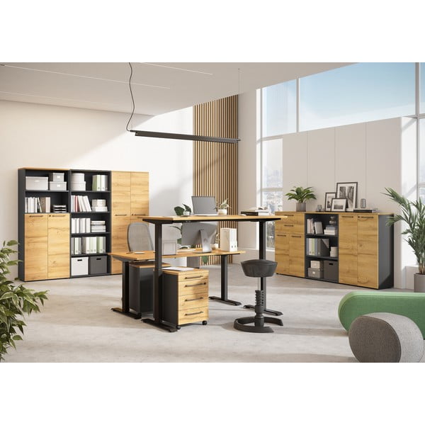 Biurko z regulacją wysokości z blatem w dekorze dębu 80x160 cm Agenda – Germania-image-1