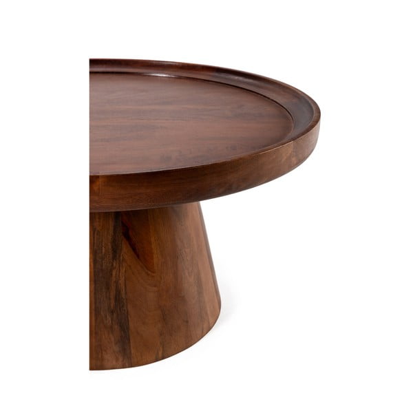 Ciemnobrązowy okrągły stolik z litego drewna mango ø 80 cm Rose – MOME-image-3