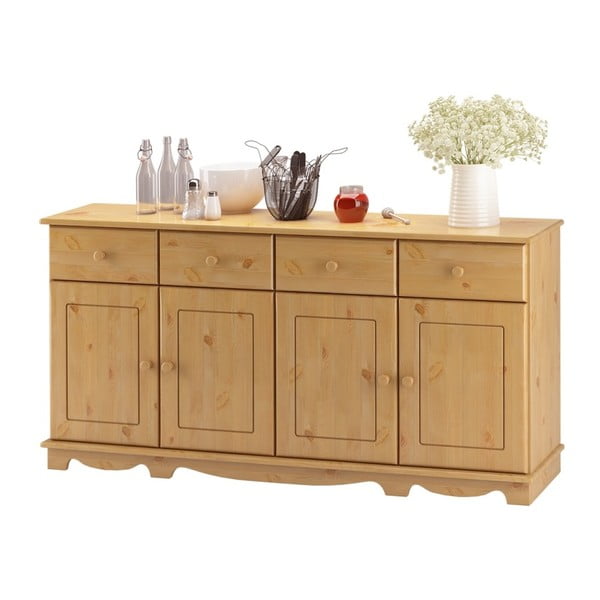 Brązowa 4-drzwiowa komoda z litego drewna sosnowego Støraa Cheryl-image-3