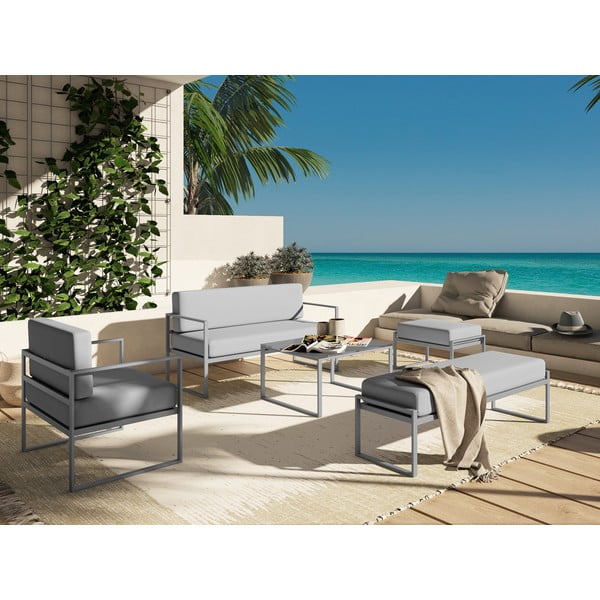 Szary stół ogrodowy w betonowym dekorze i szarej ramie Calme Jardin, dł. 60 cm-image-1