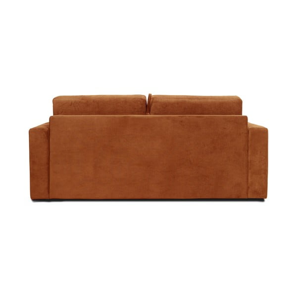 Pomarańczowa sztruksowa sofa rozkładana Scandic Elbeko-image-3