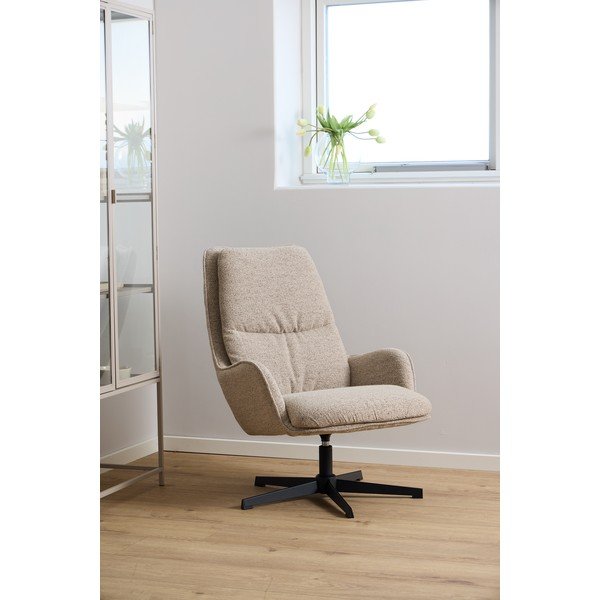 Beżowy obrotowy fotel z materiału bouclé Bosley – Actona-image-1